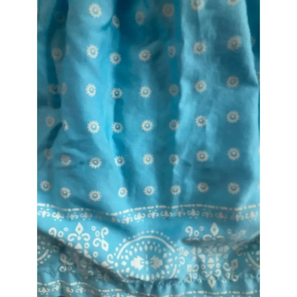 Girls Size 7 Cotton Dress Lot Lands’ End Blue Bandana Dress + NWT Polka Dot